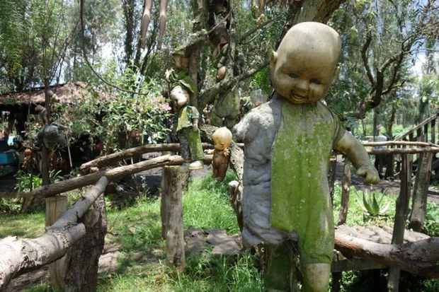 Câu chuyện kể rằng, một cậu bé chết đuối ở đây và những búp bê được treo lên như một lễ vật để tưởng nhớ cậu bé. Người ta thường cảm thấy sự bất an và rùng rợn khi đến đảo này.