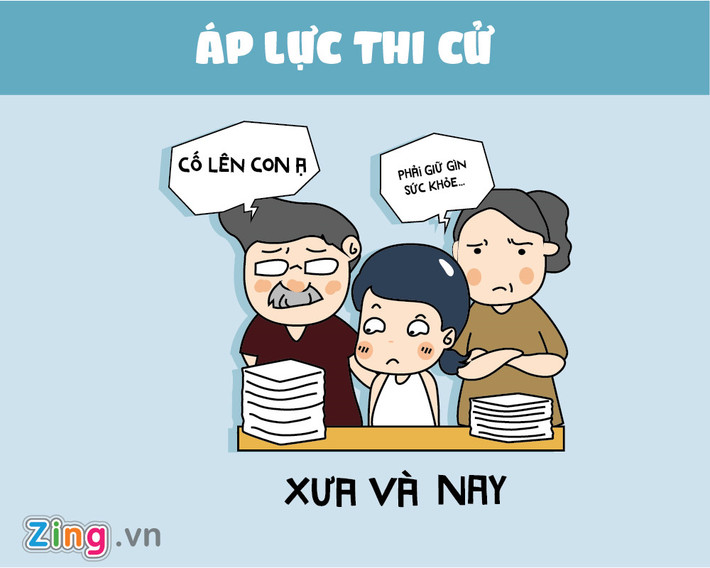 Mặc dù chuyện thi cử có khác nhau là thế, áp lực thi cử thì thời nào cũng giống nhau. Các thí sinh luôn là sự kỳ vọng lớn lao nhất của cha mẹ.