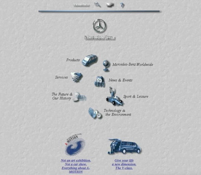 Nổi tiếng với những dòng xe hơi xa xỉ, hãng Mercedes Benz của Đức có website đầu tiên không mấy ấn tượng, nếu không muốn nói là thô kệch.