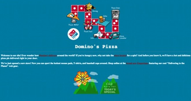 Những năm 1990, McDonald's, Pepsi, Coca-Cola và Apple có website không chuyên nghiệp. Domino's Pizza, thường gọi đơn giản là "Domino's" ra mắt website vào ngày 19/12/1996 với menu tượng hình màu sắc lòe loẹt.