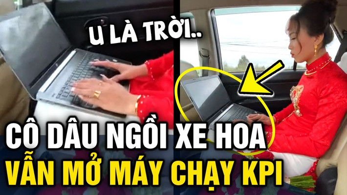 Cách đây không lâu đoạn clip cô dâu ngồi trên xe hoa trong ngày cưới vẫn tranh thủ mở laptop ra để làm việc tránh deadline dí thu hút sự chú ý của nhiều netizen.
