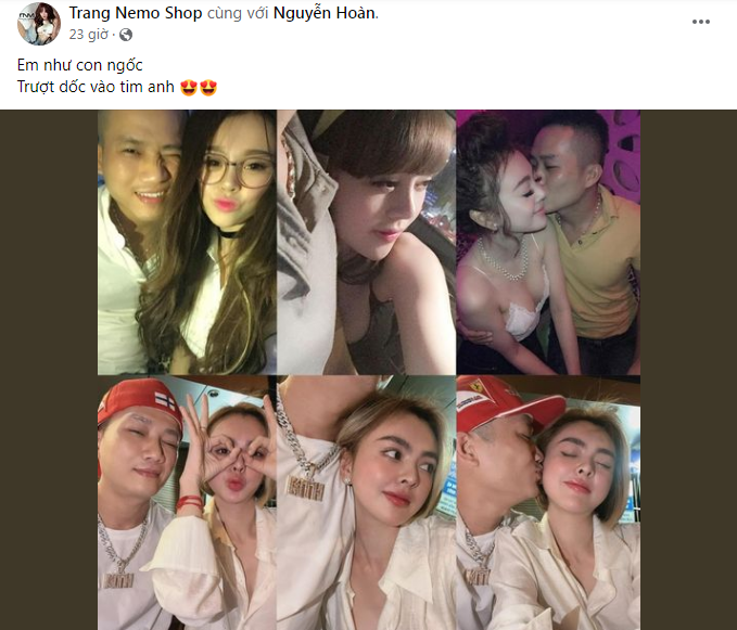 Chia sẻ khoảnh khắc tình tứ với ông xã từ quá khứ đến hiện tại, Trang Nemo chia sẻ: "Em như con ngốc/ Trượt dốc vào tim anh".