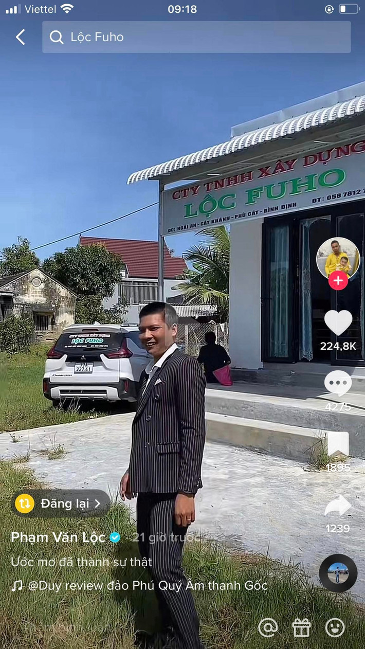 Sau nhiều năm bươn chải, tích cóp, cuối cùng Lộc Fuho cũng đã có thể mua nhà, tậu xe và thành lập công ty mang tên mình.