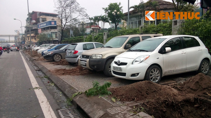 Cảnh trống trải khu vực gần Đài truyền hình Việt Nam sau khi hàng cây xanh bị đốn hạ.