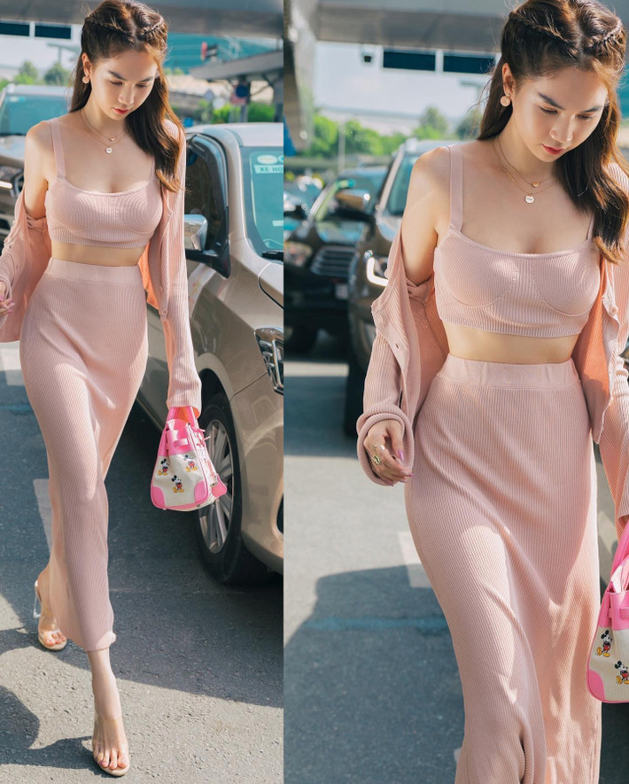 Mới chớm thu mà Ngọc Trinh đã diện ngay cho mình set váy len ngọt ngào tiểu thư như thế này.
