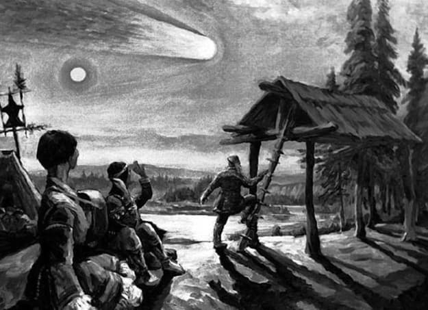 2. Vụ nổ Tunguska: Năm 1908, một vụ nổ khổng lồ xảy ra tại vùng Siberia, Nga, san phẳng hơn 2.000 km² rừng. Dù nhiều giả thuyết đã được đưa ra, từ thiên thạch cho đến sự kiện ngoài hành tinh, nhưng cho đến nay, nguồn gốc chính xác của vụ nổ Tunguska vẫn còn là một câu hỏi lớn đối với các nhà khoa học. (Ảnh: Origins)