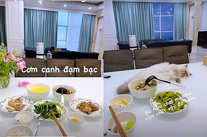 Trên trang cá nhân cô nàng cũng thường xuyên chia sẻ hình ảnh bữa cơm đạm bạc, có chế độ, đó cũng là lý do làm Phi Huyền Trang sở hữu vóc dáng cân đối hiện tại.
