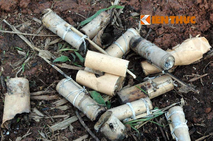 Xác pháo nhan nhản trên mặt ruộng.