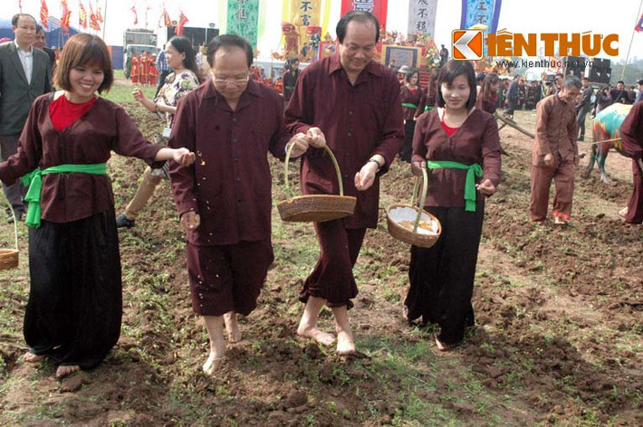 Bộ trưởng -Hoàng Tuấn Anh gieo hạt cùng Bí thư tỉnh Hà Nam - ông Mai Tiến Dũng.