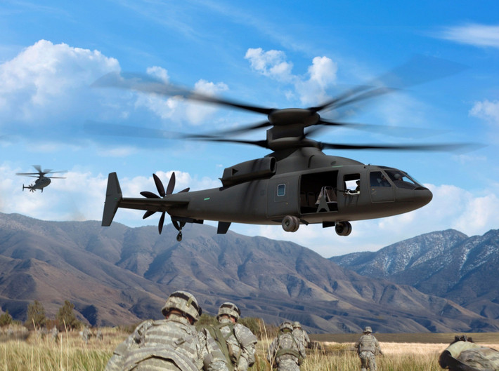 Theo quảng cáo của liên doanh Sikorsky - Boeing, loại trực thăng này không những có khả năng vận tải binh lính mà còn có khả năng chở người kèm theo đó là tốc độ nhanh gấp đôi tốc độ của trực thăng thông thường. Nguồn ảnh: Airrecognition.
