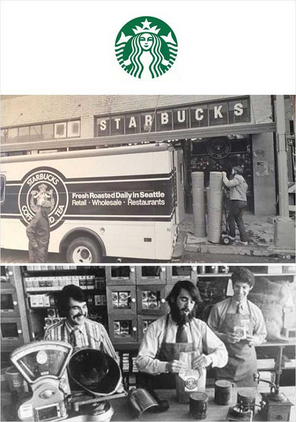 Cửa hàng Starbucks đầu tiên được mở tại Seattle, Washington, vào ngày 31/3/1971, bởi 3 đối tác đã gặp nhau khi còn là sinh viên tại Đại học San Francisco: giáo viên tiếng Anh Jerry Baldwin, giáo viên lịch sử Zev Siegl và nhà văn Gordon Bowker đã được truyền cảm hứng để bán hàng thiết bị và hạt cà phê chất lượng cao của doanh nhân rang cà phê Alfred Peet sau khi ông dạy họ phong cách rang hạt của mình.