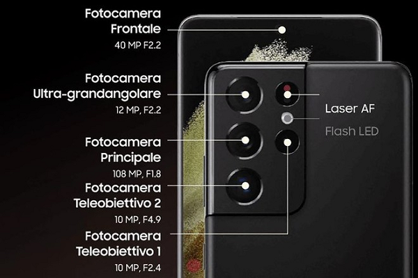 Điểm nhấn trong thiết kế Galaxy S21+ đến từ module camera duyên dáng được vuốt tràn xuống các cạnh bao quanh. Việc thu gọn các viền màn hình dự kiến giúp sản phẩm đạt tỉ lệ màn hình trên thân máy là 88.63%. Kích cỡ rò rỉ của Galaxy S21+ là 161.5 x 75.6 x 7.86 mm.
