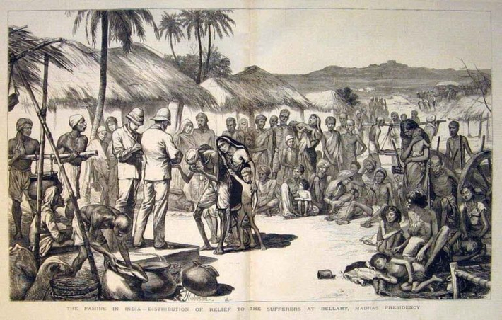 5. Nạn đói Bengal năm 1770: Hạn hán, mất mùa và chính sách thu thuế bất hợp lý của thực dân Anh khiến 10 triệu người chết đói. Thảm họa này phản ánh sự bất công và bóc lột tàn nhẫn dưới ách thực dân.(Ảnh: The Wire)