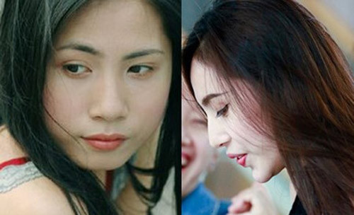 Thủy Tiên có chiếc cằm rất đẹp, nhưng đôi khi ở góc chụp nghiêng, cằm nhọn của cô trông lộ rõ sự bất thường, không thật. Và dĩ nhiên, chiếc cằm nhọn này khác một trời một vực với thời xưa.