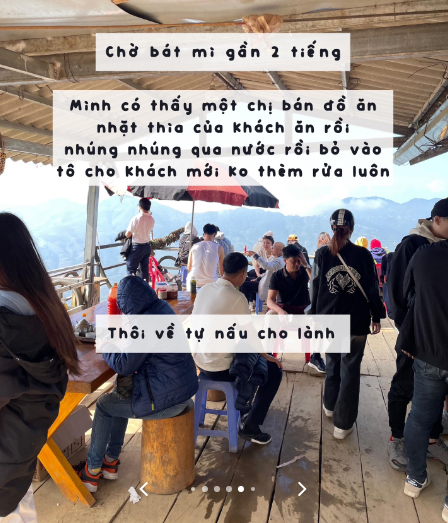 Để ăn được bát mì có view biển mây không hề dễ bởi lẽ khách hàng ghé đến quá đông. Theo chia sẻ của chủ nhân bức ảnh thì họ phải chờ đến 2 tiếng mới được ăn.