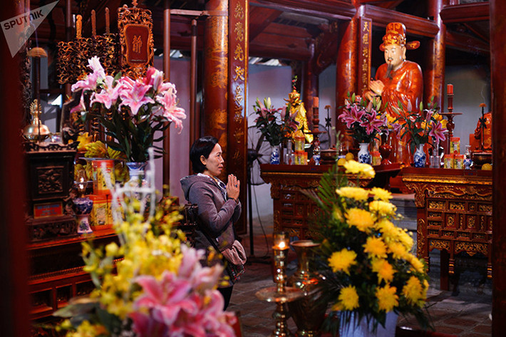 Đền thờ Khổng Tử trong Văn Miếu - Quốc Tử Giám ở Hà Nội, một trong những biểu tượng của thủ đô. Ảnh: Sputnik.