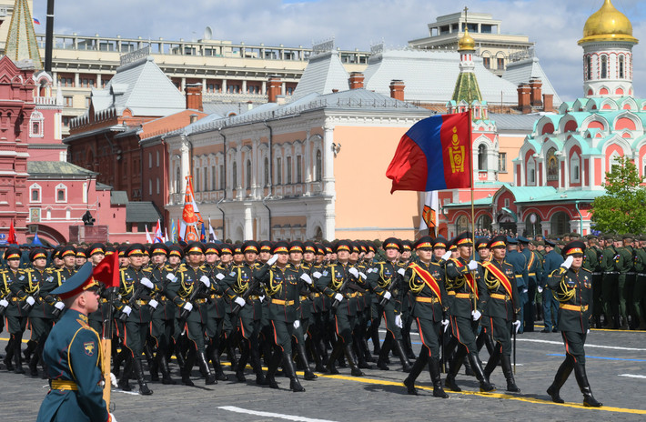 Quân nhân của Lực lượng vũ trang Mông Cổ tham gia duyệt binh. Ảnh: RIA Novosti.