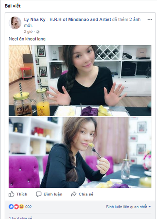 Cuộc sống xa hoa nhưng Lý Nhã Kỳ vẫn có những khoảnh khắc đời thường khiến fan thích thú. Chia sẻ cuộc sống thường nhật, Lý Nhã Kỳ nhận được khá nhiều phản hồi tích cực từ phía cư dân mạng. Có ai ngờ một doanh nhân giàu có lại chọn món khoai lang thay cho những bữa ăn xa hoa để chào đón Noel.