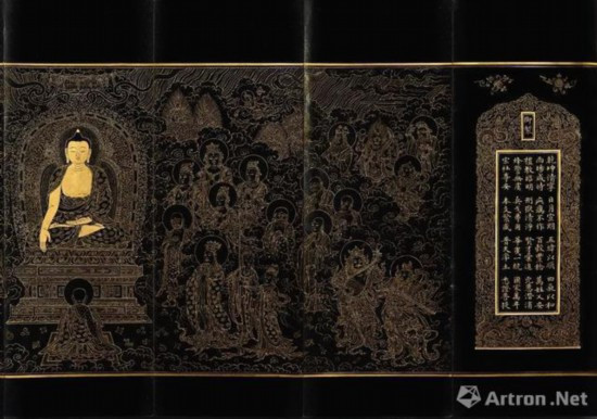 Thời vua Tuyên Đức trị vì, nhà vua đã lệnh cho thánh tăng Huệ Tiến viết chữ vàng, chủ trì việc sao chép 4 bộ kinh lớn, trong đó có bộ Mahāprajñāpāramitā Sūtra.