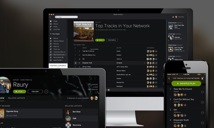 Spotify - Spotify có cách sắp xếp album âm nhạc theo những cách thông minh mà Apple không làm được. Ngoài việc duyệt theo thể loại hoặc các bảng xếp hạng, Spotify còn tập hợp danh sách phát "Khám phá hàng tuần" vào thứ 2 dựa trên thói quen nghe của người dùng. Đồng thời Spotify cũng cho khả năng tìm kiếm bài hát và cho chất lượng âm thanh tốt hơn ứng dụng của Apple.