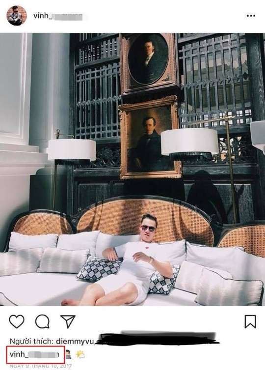 Người đẹp Diễm My 9x và tài khoản tên Vinh check-in cùng địa điểm.