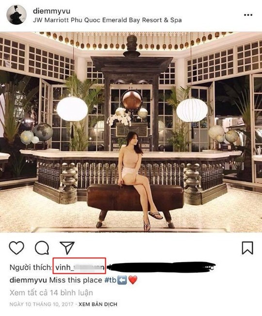 Tài khoản này liên tục nhấn nút "like" cho Diễm My 9x.