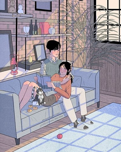 Chủ đề chủ yếu trong những bức vẽ của nam họa sĩ chính là cuộc sống gia đình, những sinh hoạt đời thường.