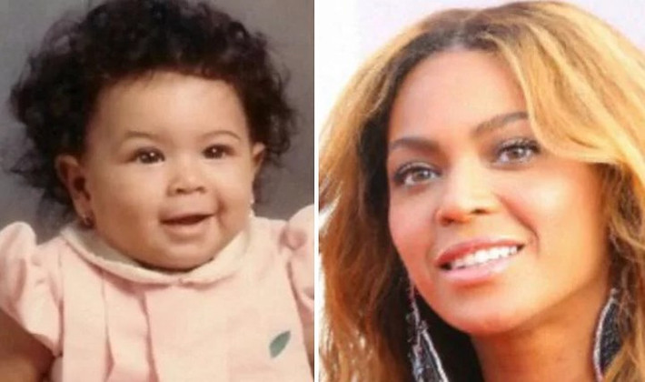 Beyonce ngày nhỏ bụ bẫm, đáng yêu với mái tóc xù và đôi mắt sáng long lanh.