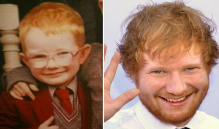 Cậu bé tóc vàng cười mỉm và đeo cặp kính đáng yêu này chính là Ed Sheeran.