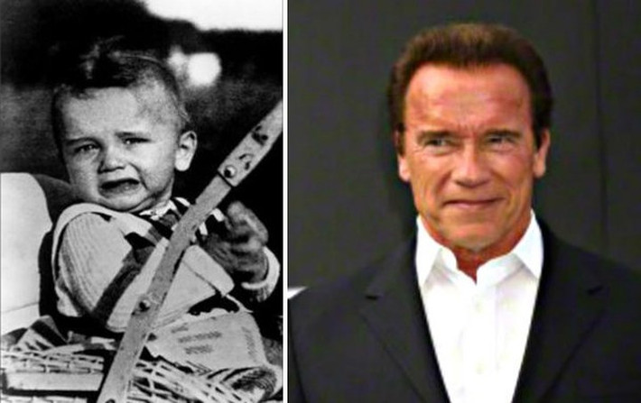 Nam diễn viên Arnold Schwarzenegger hồi nhỏ trông khá đáng yêu.