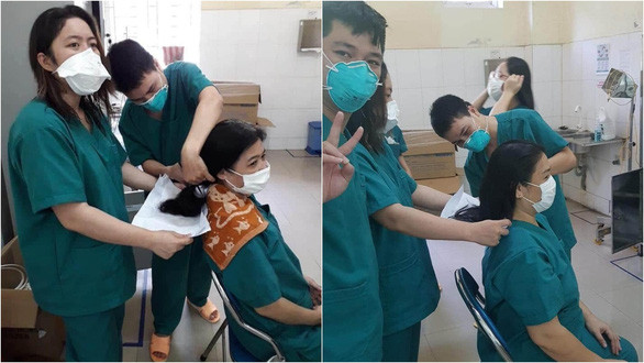 1. Nữ bác sĩ cắt tóc để vào tuyến đầu chống COVID-19: Ca sĩ Nguyễn Trần Trung Quân đăng tải trên trang cá nhân hình ảnh chụp lại các y bác sĩ ở Bệnh viện Đa khoa Đà Nẵng đang cắt tóc cho một đồng nghiệp nhằm thuận tiện hơn cho tình huống phải làm việc liên tục và chữa trị cho bệnh nhân nhiễm COVID-19. Bức ảnh đã gây xúc động đến nhiều người cũng như nhận được sự động viên từ nhân dân đến các bác sĩ, chiến sĩ tuyến đầu chống dịch bệnh.