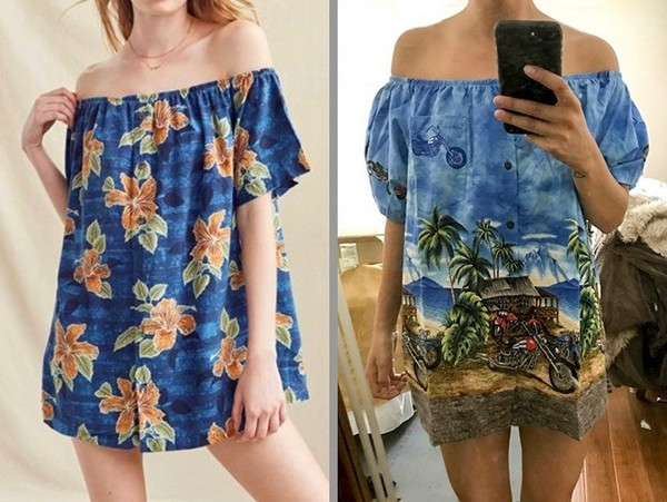 Kiểu áo thì giống, nhưng hoạ tiết trên sản phẩm nhận được lại hoàn toàn trái ngược.