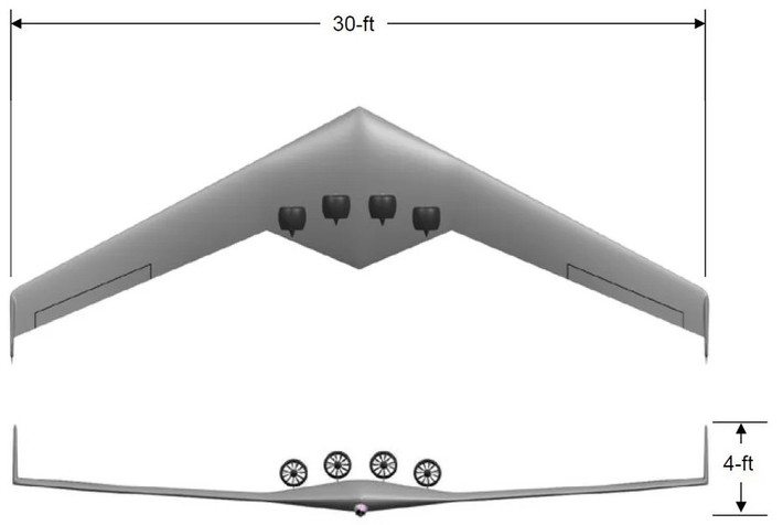 Chiếc UAV đặc biệt này sử dụng hệ thống động lực kết hợp giữa động cơ đốt trong loại nhỏ, yên tĩnh có hiệu suất cao với động cơ điện chạy pin, do vậy để hoạt động với đầy đủ hiệu suất, cần phải có thêm các khe hút gió trên mũi.