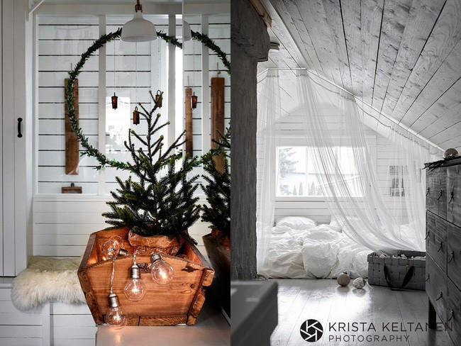 Trang trí cây thông Noel ấn tượng trong nhà.