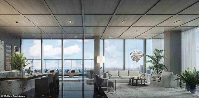 Căn hộ rộng khoảng 1.950 m2 với 5 phòng ngủ, 6 phòng tắm cùng một số tiện ích khác như hồ bơi sang trọng, bồn tắm nước nóng, và tủ rượu 600 chai.