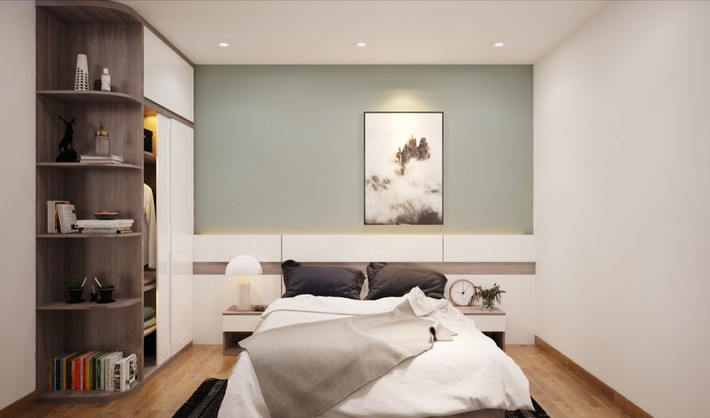 Một phòng ngủ dành cho bạn bè hoặc người thân được trang trí bằng tông màu trắng, mang đến cảm giác giản dị nhưng tươi mới.