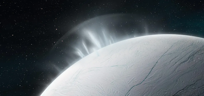 Enceladus - một trong những vệ tinh tự nhiên được quan tâm nhiều nhất của sao Thổ. Đây là một hành tinh cầu được bao phủ bởi tuyết và băng và có một lớp vỏ đá và sắt.