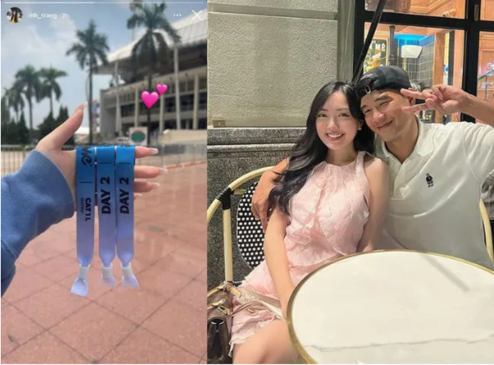 Mai Hà Trang - vợ của tiền đạo Hà Đức Chinh cũng tham dự concert, bằng chứng là cô nàng đã khoe vòng tay trên trang cá nhân.