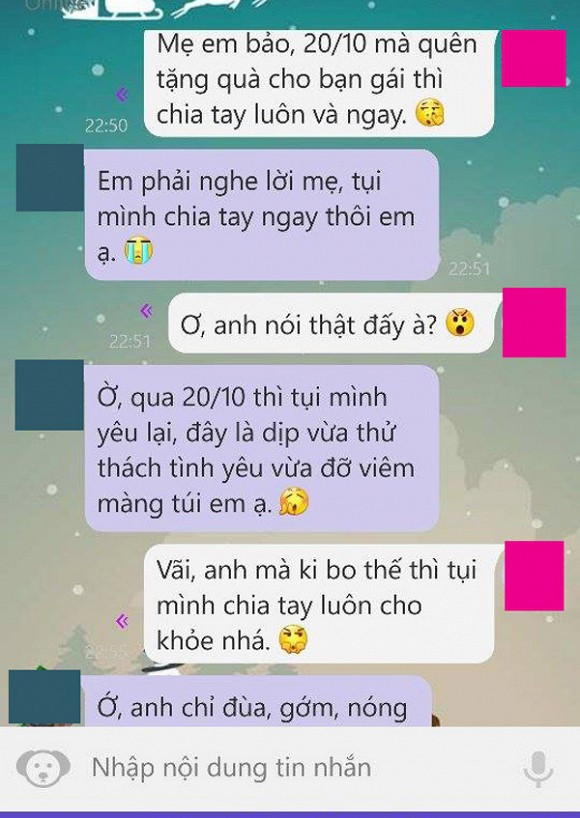 Ngày 20/10 chị em háo hức chờ đợi một món quà từ người đàn ông của mình. Để có được món quà như ý muốn, phái đẹp có thể bất chấp mọi "thủ đoạn" khiến các đấng nam nhi phải ngoan ngoãn chấp thuận.