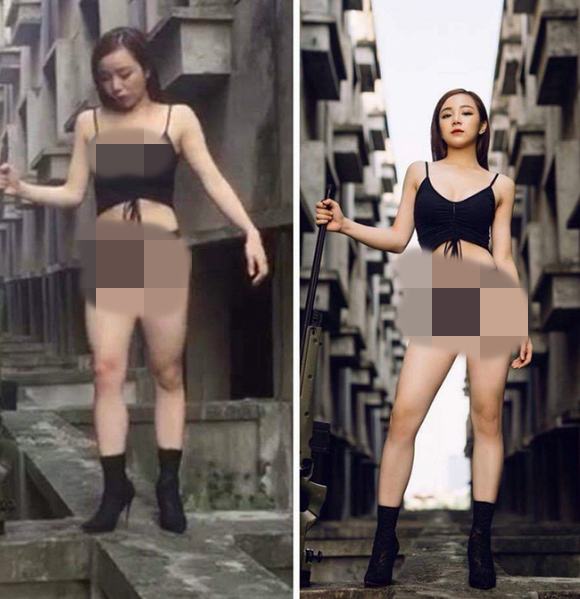 Tuy nhiên, một tấm ảnh chưa qua chỉnh sửa đã "tố" Thuỷ Tiên không có thân hình nuột nà như ảnh Facebook. Đặc biệt, đôi chân cô nàng cũng không dài và thon gọn như ảnh đã được qua chỉnh sửa kĩ lưỡng.
