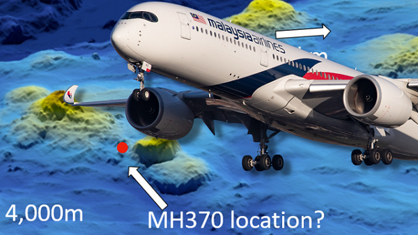 Theo kỹ sư người Anh, chiếc máy bay rơi xuống biển ở vị trí cách TP Perth (Úc) khoảng 1.933km về phía tây, ở tọa độ "33.177°S (nam), 95.300°E (đông)" và đang nằm ở độ sâu 4.000m ở đáy biển.