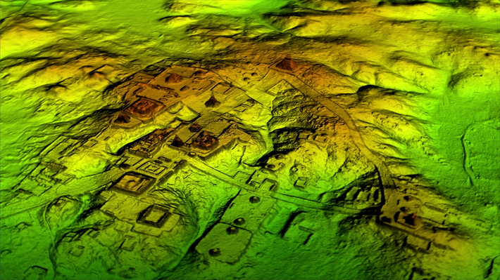 Lidar sử dụng các xung laser để tạo ra các mô hình địa hình 3D chi tiết, giúp các nhà khảo cổ học phát hiện các cấu trúc và đặc điểm ẩn giấu mà mắt thường không thể nhìn thấy. Ví dụ, Lidar có thể xuyên qua thảm thực vật dày đặc để tiết lộ các con đường, công trình kiến trúc và khu định cư cổ.(Ảnh: National Geographic)
