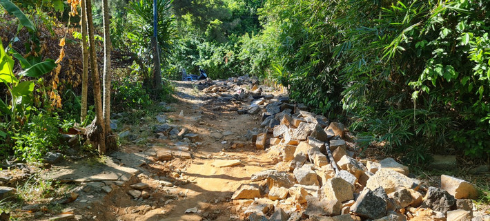 Con đường mòn ở bán đảo Sơn Trà sau hơn 1 tháng lực lượng chức năng quận Sơn Trà và phường Thọ Quang ra quân cưỡng chế, tháo dỡ các công trình xây dựng trái phép khiến du khách ngỡ ngàng.