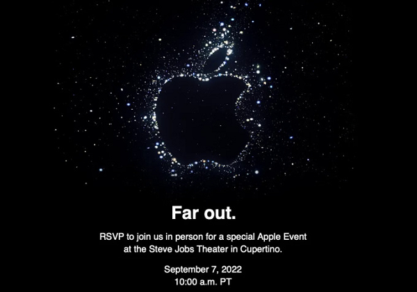 Trong thư gửi giới truyền thông, Apple nhắn kèm thông điệp "Far out". Sau hai năm liên tiếp phải tổ chức trực tuyến, năm nay Apple sẽ mời giới hạn khách tới xem trực tiếp lễ ra mắt iPhone 14 tại Nhà hát Steve Jobs trong khuôn viên công ty ở Cupertino (Mỹ).