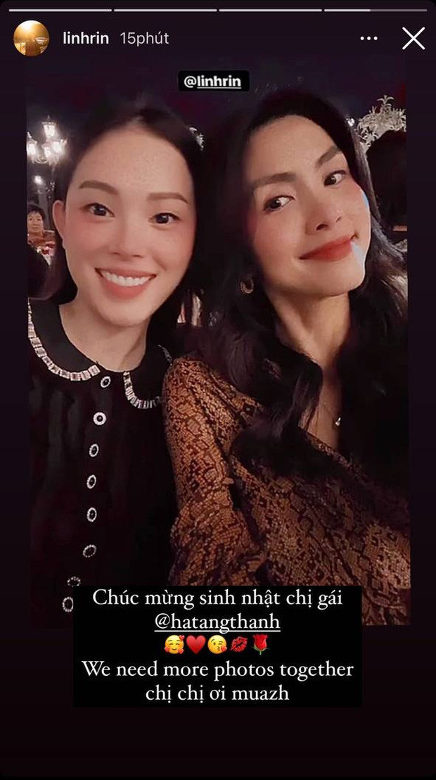 Mới đây, Linh Rin lại có động thái hé lộ mối quan hệ thân thiết với chị dâu Hà Tăng khiến nhiều người chú ý. Cụ thể, trong sinh nhật của Hà Tăng, Linh Rin cũng gửi lời chúc bằng một tấm ảnh thân thiết của hai người và gọi "ngọc nữ" bằng "chị gái" đầy thân mật.