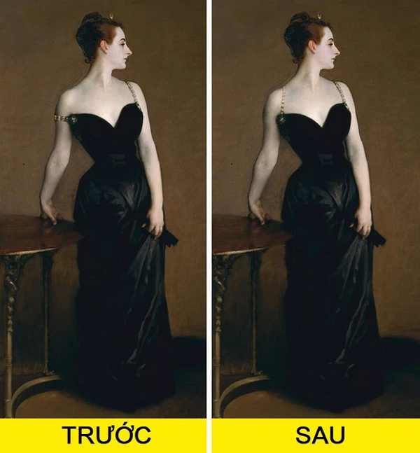 Bức tranh Madame X đã từng gây tranh cãi vì phần dây váy khá "nhạy cảm". Ban đầu, tác phẩm nguyên gốc có phần dây váy trễ xuống vai. Công chúng thời bấy giờ không thích chi tiết hở hang này, khiến tác giả Sargent đã vẽ lại dây đeo lên vai để phù hợp với người xem hơn.