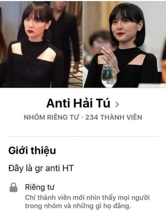 Không dừng lại ở việc buông lời miệt thị Hải Tú, anti-fan còn lập hội nhóm anti nữ diễn viên. Chỉ trong một đêm, hàng loạt group dành cho những người không yêu thích Hải Tú mọc lên.