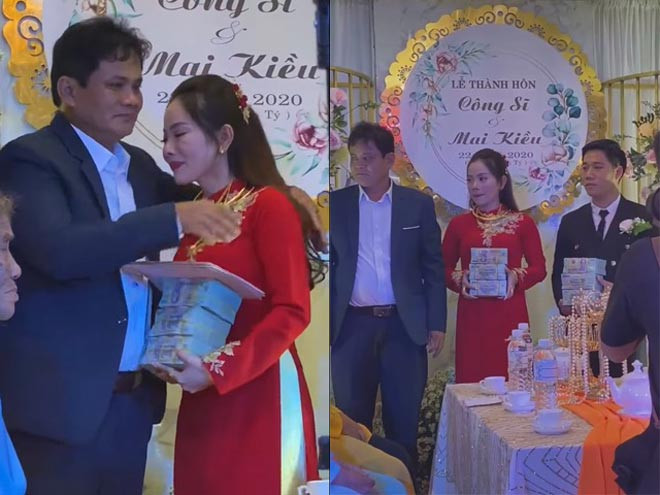 Đoạn clip ghi lại khoảnh khắc cô dâu, chú rể nhận của hồi môn “siêu khủng” từ ba mẹ vợ với tổng số tiền trị giá hơn 30 tỷ đồng bao gồm nhiều tiền mặt, trang sức,... khiến nhiều người không khỏi trầm trồ, ngưỡng mộ vào cuối năm 2020.