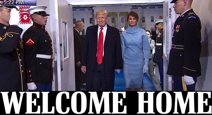 Hình ảnh mới nhất khi Tổng thống Donald Trump và Đệ nhất phu nhân Melania Trump về Nhà Trắng. Ảnh Daily Mail