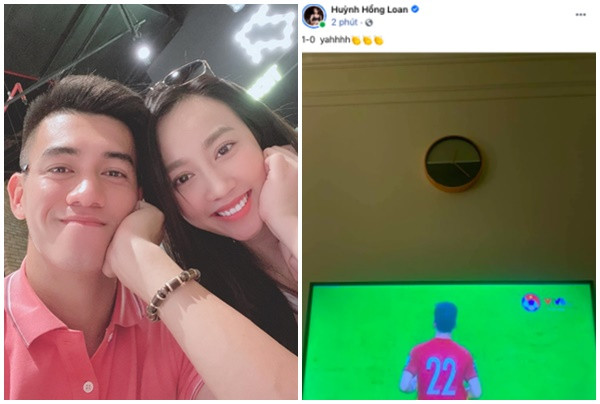 Sau khi chàng cầu thủ này mở tỉ số, netizen mới phát hiện ra tình cũ Tiến Linh - diễn viên Huỳnh Hồng Loan đã chia sẻ ảnh chụp màn hình số áo của Tiến Linh, mừng rỡ viết: "1-0 Yah". Đây là lần hiếm hoi, tình cũ công khai khen ngợi và thể hiện tình cảm với Tiến Linh.